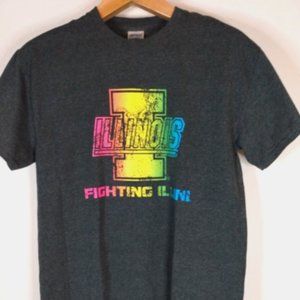 Illinois Fighting Illini Tshirt Mens M Rainbow Logo NCAA Football Unisex